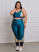 Conjunto Fitness Brilhoso Legging + Top S/bojo Plus Size
