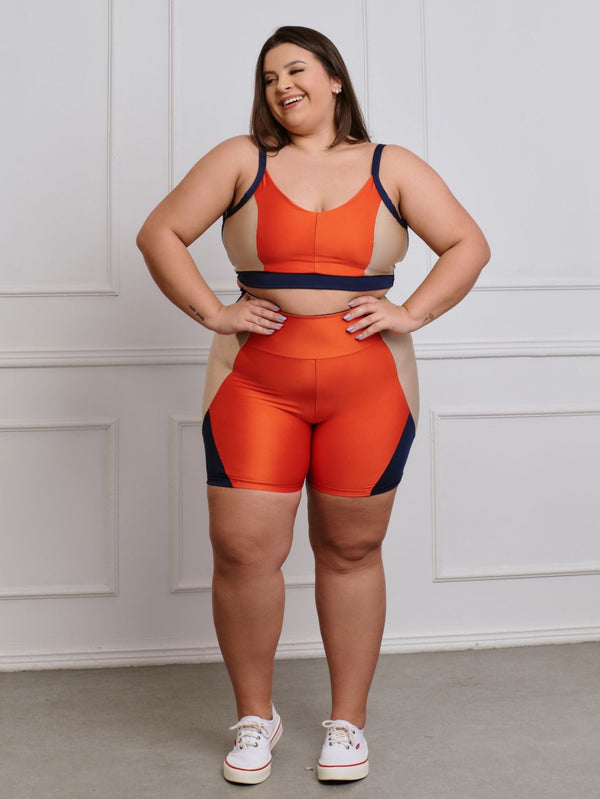 Conjunto Fitness Brilhoso Bermuda + Top S/bojo Plus Size
