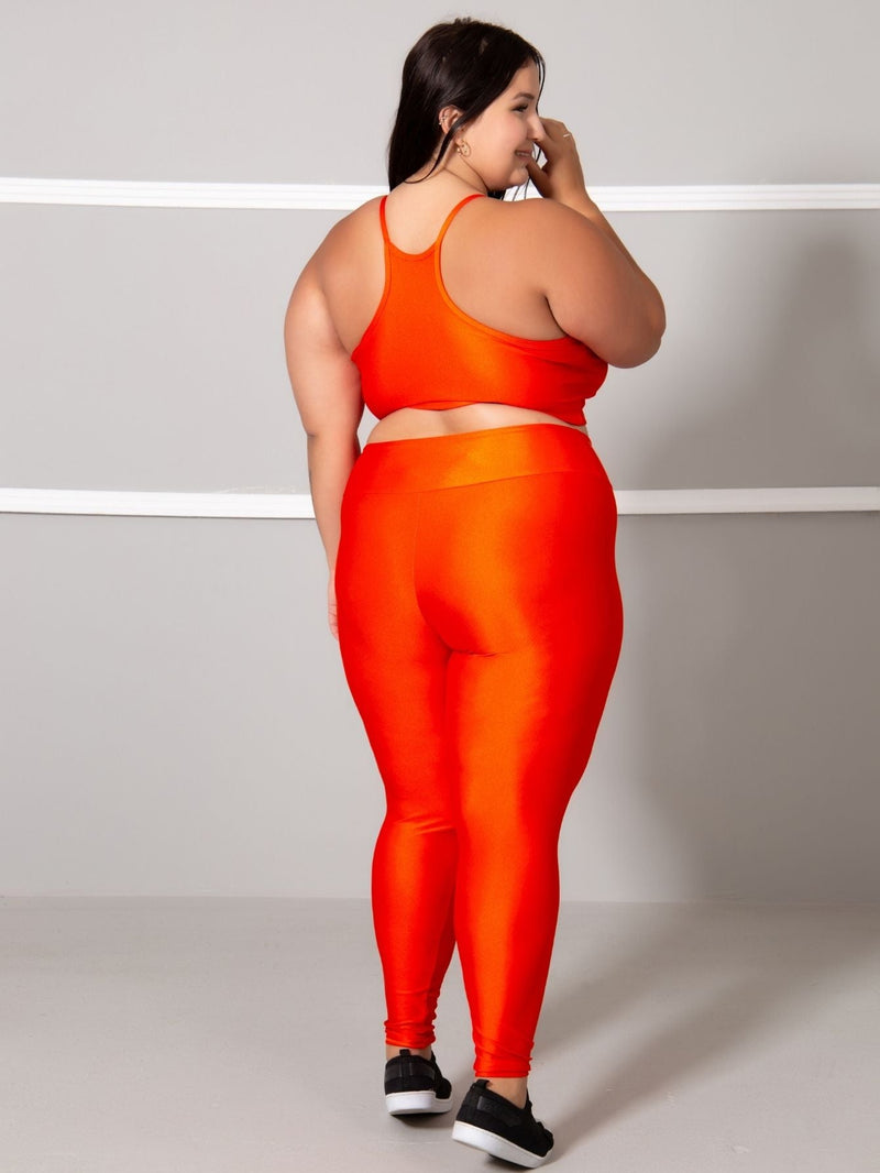 Conjunto Fitness Brilhoso Legging + Top S/bojo Plus Size