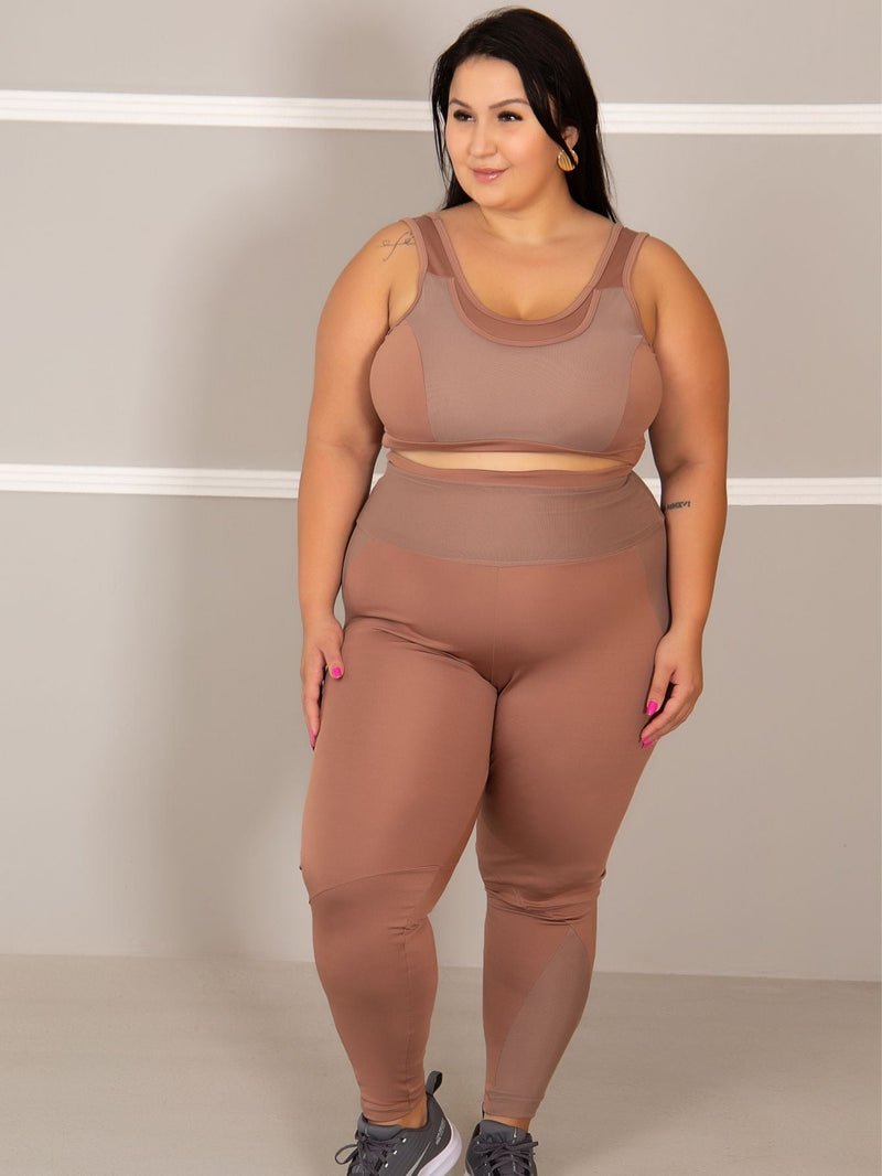 Conjunto Fitness Legging + Top S/bojo Plus Size