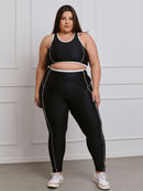 Conjunto Fitness Brilhoso Legging + Top S/bojo Plus Size