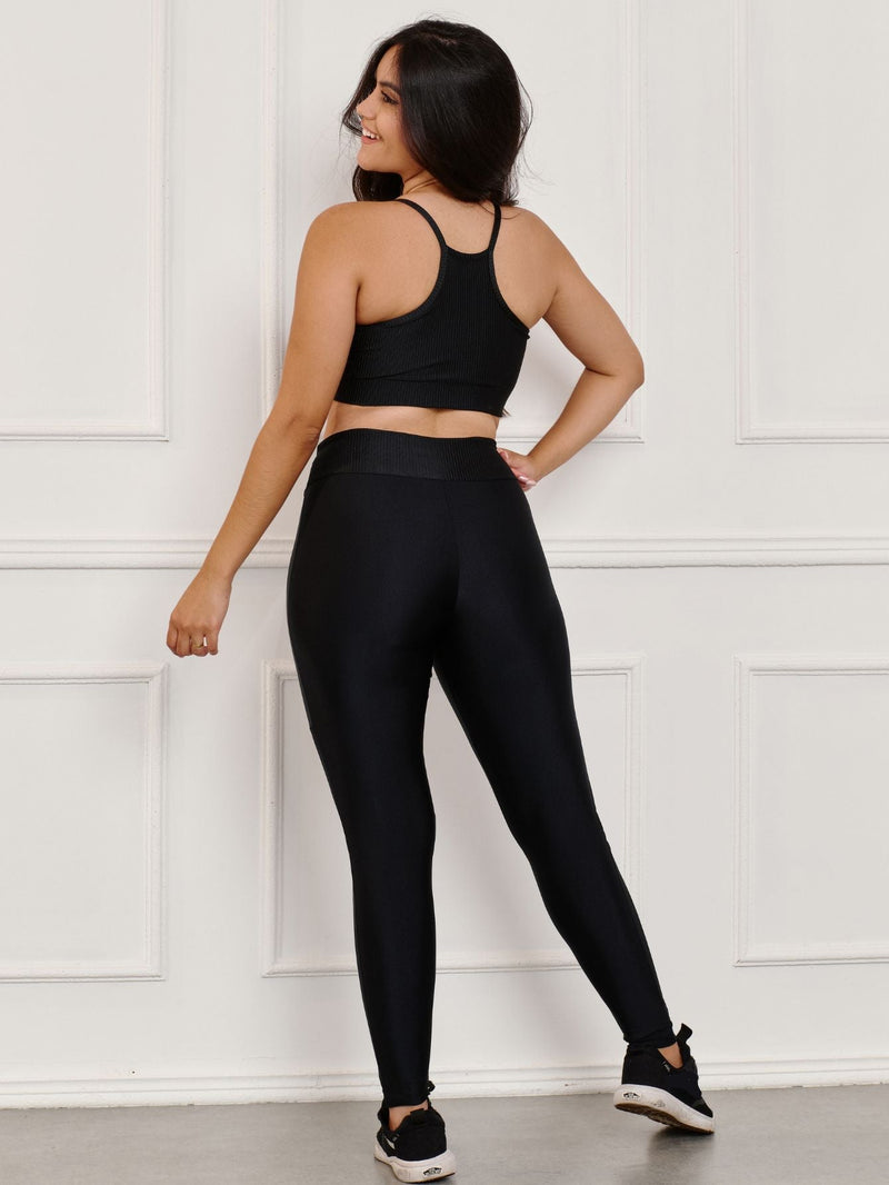 Conjunto fitness Liso/Canelado (calça+top)