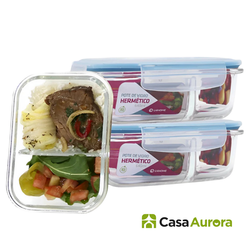 Kit 15 Potes Herméticos de Vidro + 10 Copos de Vidro Aruba de Brinde