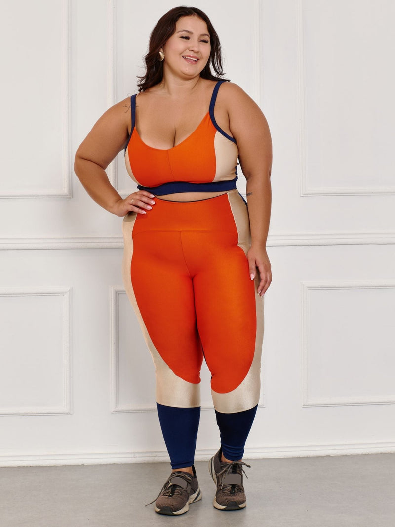 Conjunto Fitness Brilhoso Legging + Top S/bojo Plus Size