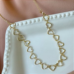 PULSEIRA ELOS CORAÇÕES PINGENTE CORAÇÃO ZIRCÔNIA FOLHEADO A OURO 18K⭐️