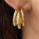 BRINCO ARGOLA TRÊS FIOS BORBOLETAS ZIRCÔNIAS DOURADO BIJU