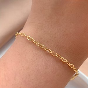 PULSEIRA ELOS CORAÇÕES PINGENTE CORAÇÃO ZIRCÔNIA FOLHEADO A OURO 18K⭐️
