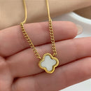 COLAR TREVO MADREPÉROLA DOURADO AÇO 316L⭐️