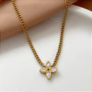 COLAR TREVO MADREPÉROLA DOURADO AÇO 316L⭐️