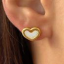 BRINCO CORAÇÃO BORDA LISA MADREPÉROLA DOURADO AÇO 316L⭐️