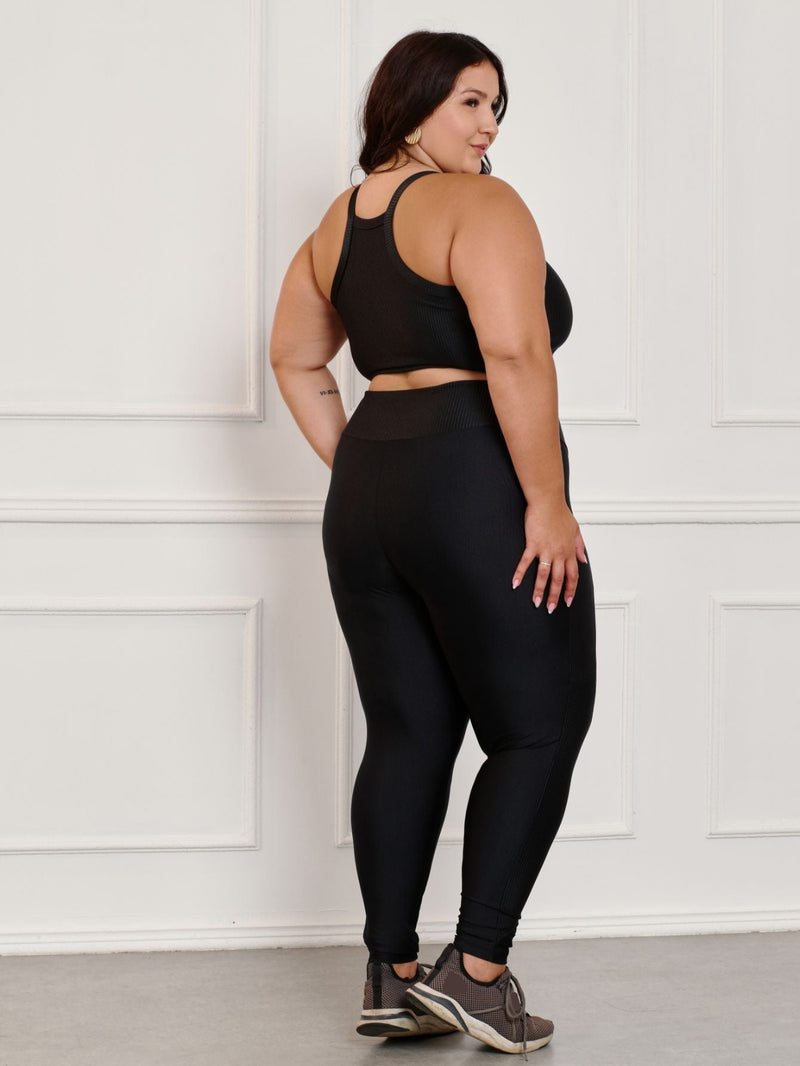 Conjunto Fitness Canelado C/Liso Plus Size