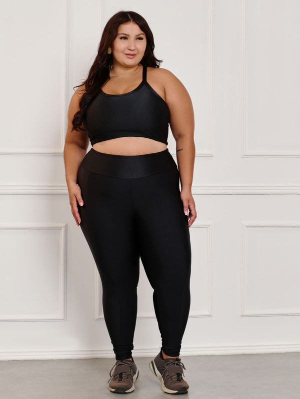 Conjunto Fitness Canelado C/Liso Plus Size