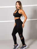 Conjunto Fitness Detalhe Em Tule (calça+top)