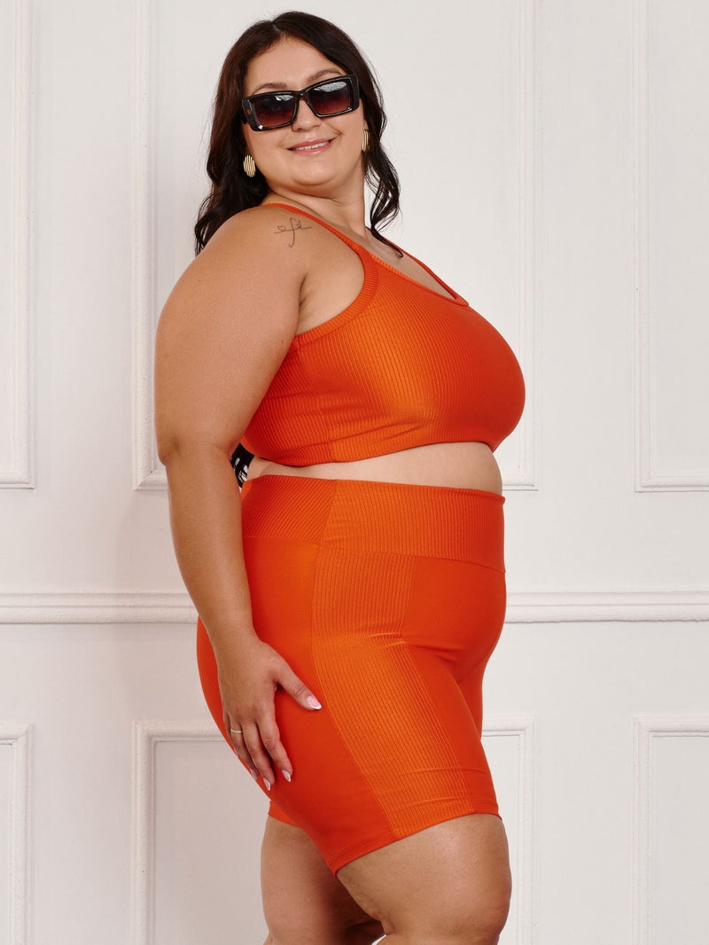 Conjunto Fitness Canelado C/Liso Plus Size