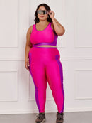 Conjunto Fitness Brilhoso Legging + Top S/bojo Plus Size