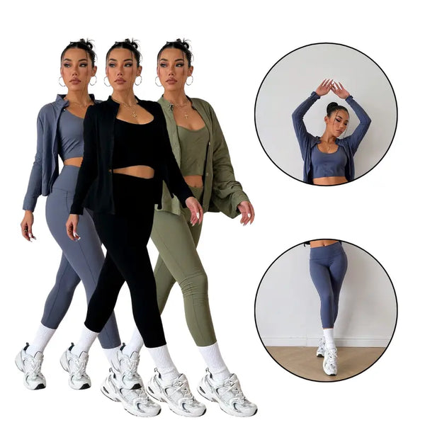 Conjunto Fitness 3 peças | Top+Jaqueta+Legging