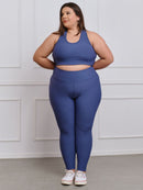 Conjunto Canelado Fitness Plus Size calça + top