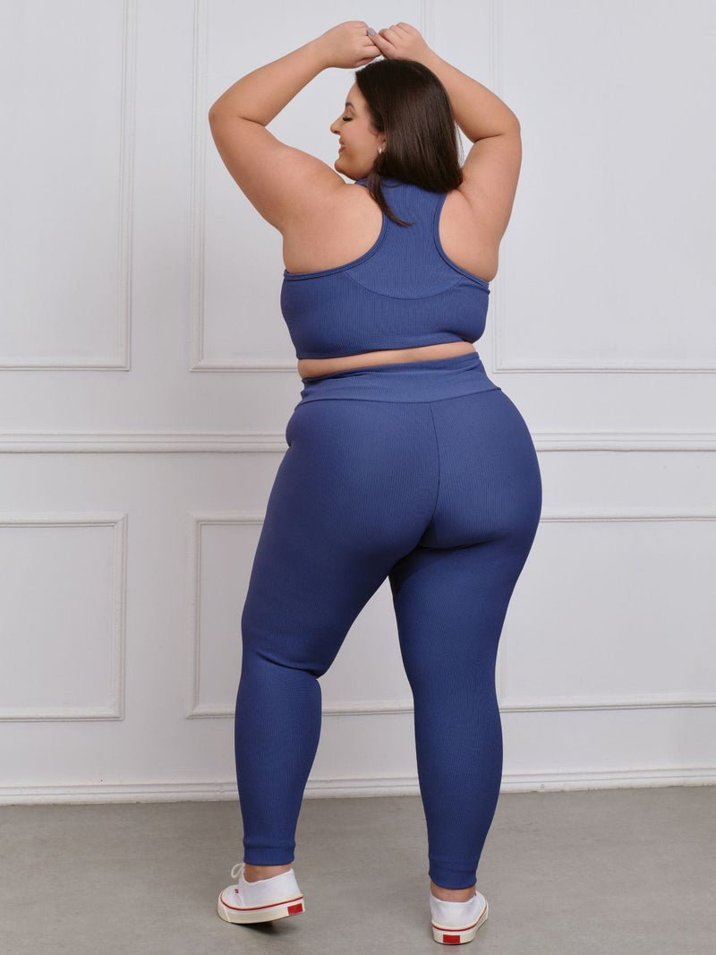 Conjunto Canelado Fitness Plus Size calça + top