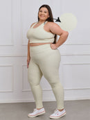 Conjunto Canelado Fitness Plus Size calça + top