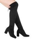 Bota Feminina Cano Alto Over The Knee Salto Alto Bico Quadrado