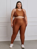 Conjunto Fitness Brilhoso Legging + Top S/bojo Plus Size