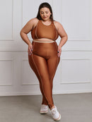 Conjunto Fitness Brilhoso Legging + Top S/bojo Plus Size