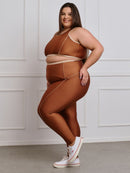 Conjunto Fitness Brilhoso Legging + Top S/bojo Plus Size