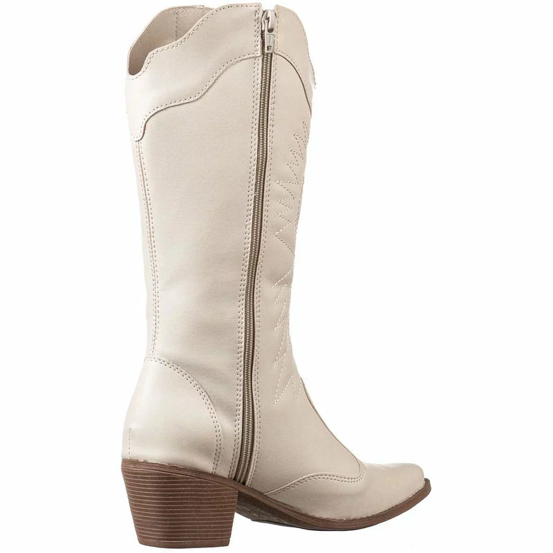 Bota Texana GiGiL Feminina Cano Alto Salto Médio Western Bordada