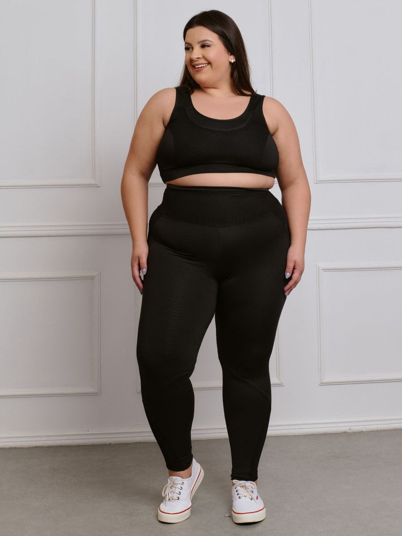 Conjunto Fitness Legging + Top S/bojo Plus Size