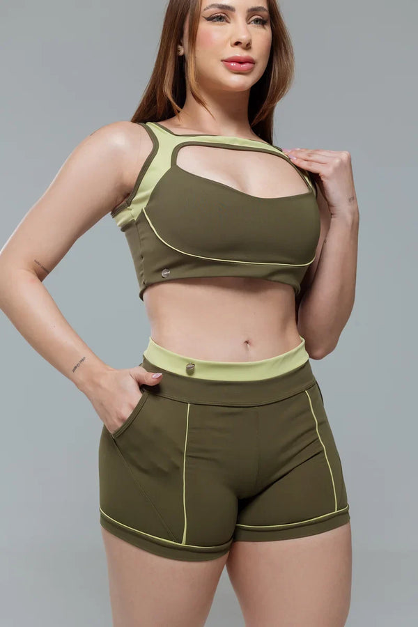 Conjunto Mia short poliamida zero transparência