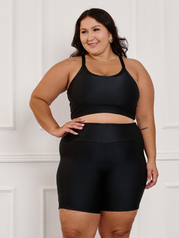 Conjunto Fitness Canelado C/Liso Plus Size
