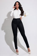 Calça Jeans Modeladora Preta Que Não Desbota Magnífica