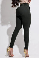 Calça Jeans Modeladora Verde Que Não Desbota Magnífica