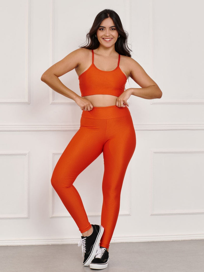 Conjunto fitness Canelado (calça+top)
