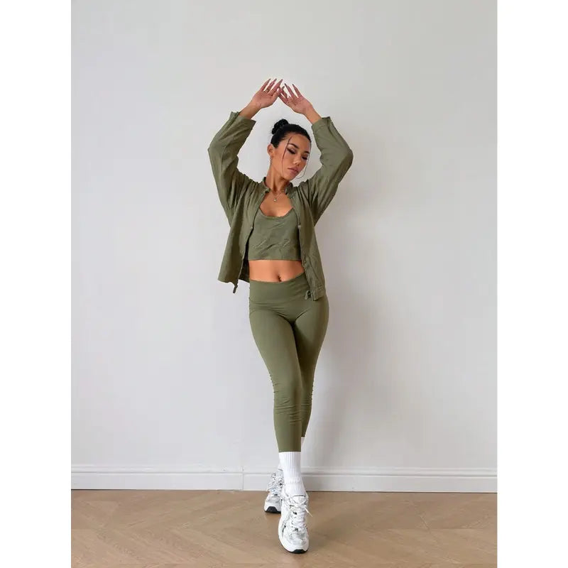 Conjunto Fitness 3 peças | Top+Jaqueta+Legging