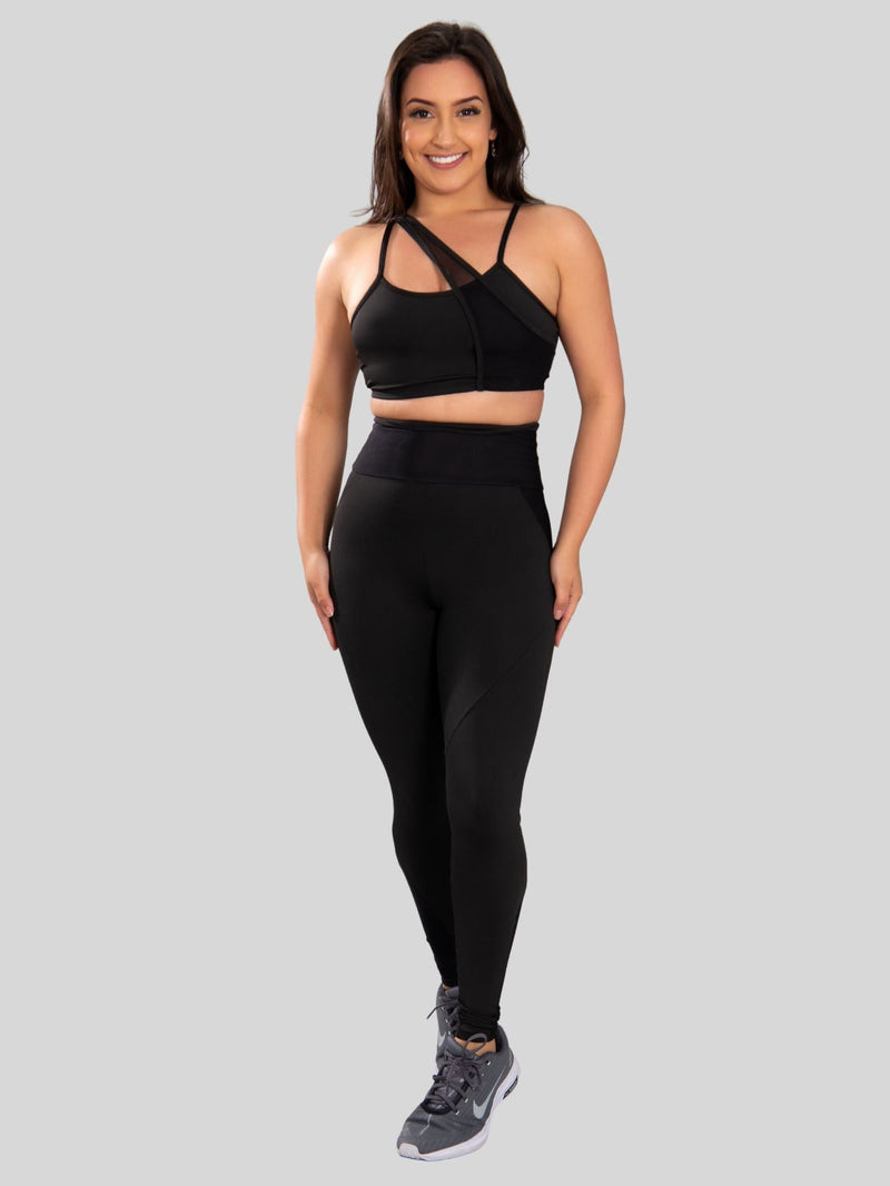 Conjunto fitness Detalhe em Tule (calça+top)