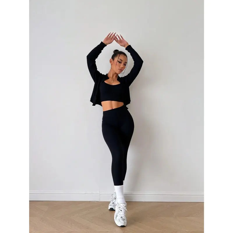 Conjunto Fitness 3 peças | Top+Jaqueta+Legging