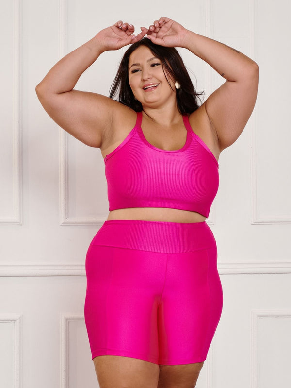Conjunto Fitness Canelado C/Liso Plus Size
