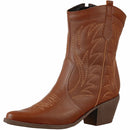 Bota Feminina Western Texana Cano Curto Bordada