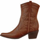 Bota Feminina Western Texana Cano Curto Bordada