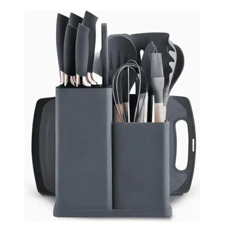 Kit 19 Peças Utensílios de Cozinha com Tábua — Silicone Premium, Não Risca e Resiste a Altas Temperaturas