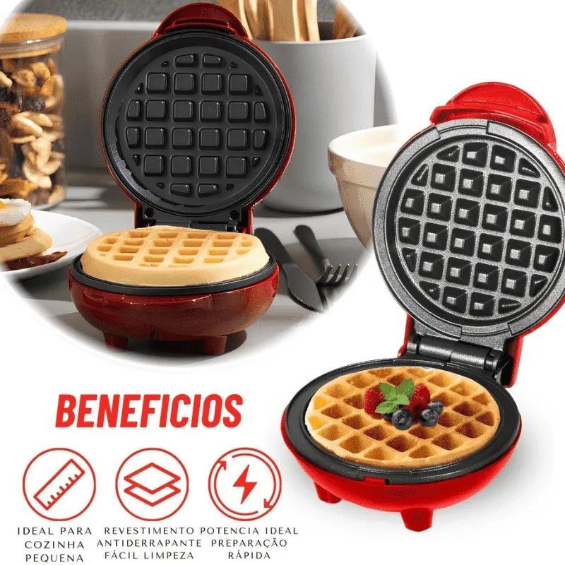 Máquina de Waffle Elétrica Antiaderente — Prática, Rápida e Waffles Perfeitos em Minutos