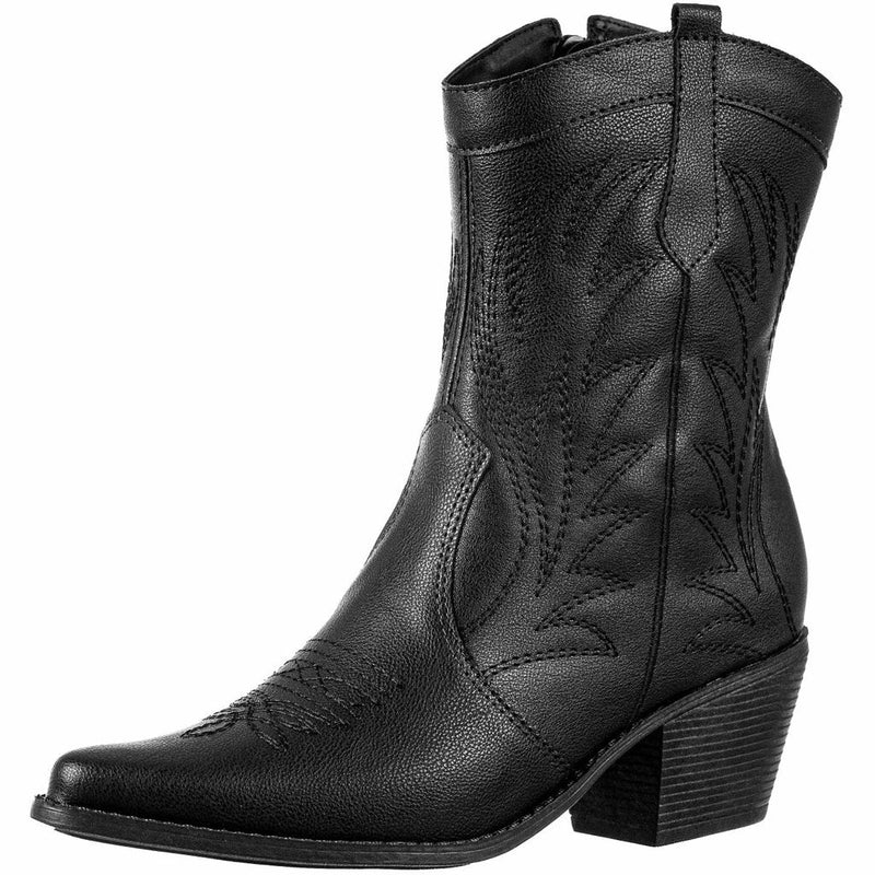 Bota Feminina Western Texana Cano Curto Bordada