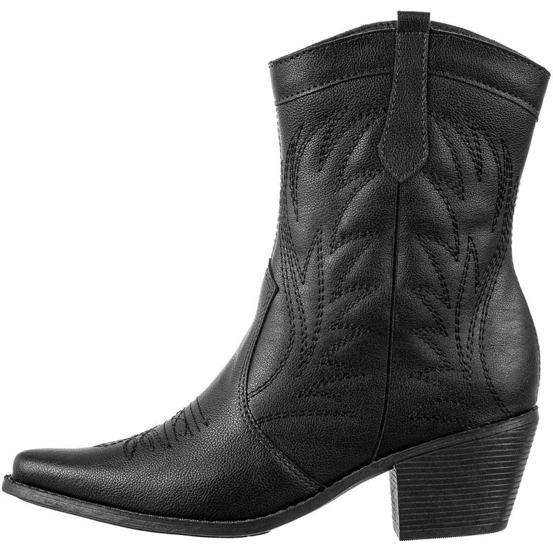 Bota Feminina Western Texana Cano Curto Bordada