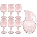 Conjunto Jarra 2,1L E 6 Taças 350ml Plástico Jogo De Refresco Valsa Rosa Translúcido UZ