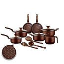 Jogo de Panelas Antiaderente 10 Peças Prime Alumínio Teflon Marrom Desenhado