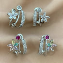 BRINCO ARGOLA TRÊS FIOS BORBOLETAS ZIRCÔNIAS DOURADO BIJU