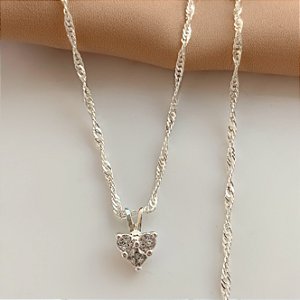 COLAR CORAÇÃO PEDRAS ZIRCÔNIAS FORMATOS FOLHEADO A OURO 18K⭐️