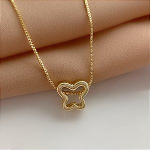 COLAR BORBOLETA ZIRCÔNIAS MINI FOLHEADO A PRATA⭐️