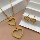 COLAR E BRINCO KIT GRAVATINHA GOTA ZIRCÔNIAS DOURADO AÇO 316L⭐️